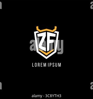 Initial ZF geometric shield esport logo monogram design style vector graphic Stock Vector