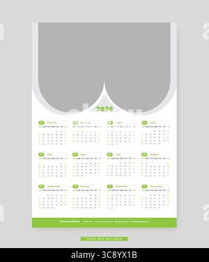 Modern 2026 wall calendar design, Print Ready One Page wall calendar template design 2026 Stock Vector