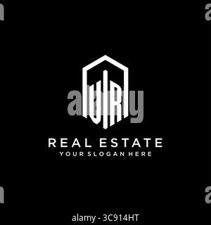Letter VR logo for real estate with hexagon icon design vector graphic Stock Vector