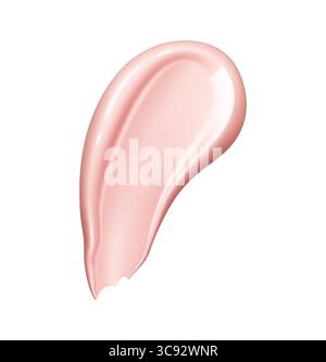 Realistic pink foundation cream and cosmetic swatch of makeup concealer or liquid blush, vector texture. Pink foundation cream swatch, beauty skincare cosmetic smudge and makeup smear stroke Stock Vector