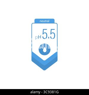 Ph value icon. Simple cosmetic symbol. Concept of neutral balance skin. Vector illustration isolated on white background Stock Vector