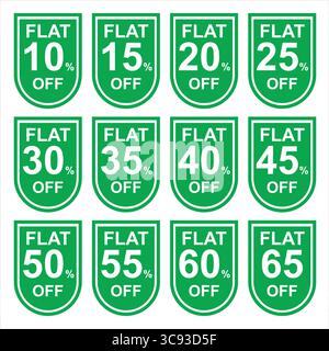 Flat Discount Offer Tags and Banners – Editable Vector for Commercial Use Stock Vector