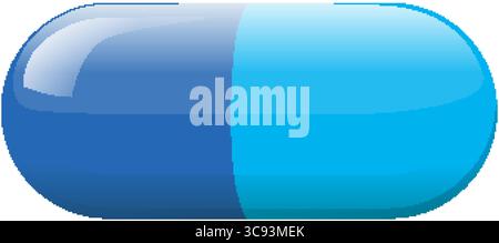 Glossy blue capsule pill rendered in a clean, flat vector style with subtle highlights and smooth gradients on a white background Stock Vector