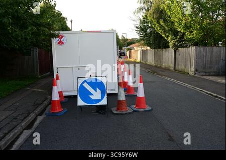 Catering van at Road Works on a road in the UK. Stock Photo