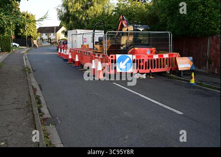 Road Works on a road in the UK. Stock Photo