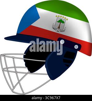 Cricket Helmet with Equatorial Guinea Flag Stock Vector