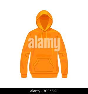 Hooded sweatshirt, orange. Front view. Vector illustration isolated on white background Stock Vector