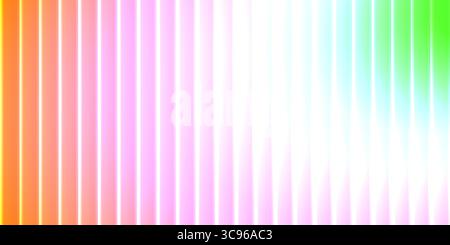 Vertical fluted glass with ripple effect and orange purple glow. Grainy gradient surface with iridescent prism shine. Modern Y2K aesthetic perfect for holographic beauty or poster layouts. Stock Vector