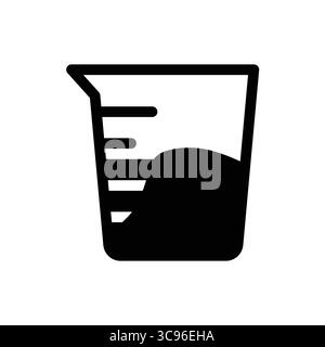 Simple black and white icon of a measuring cup with liquid, perfect for kitchen themes, cooking resources, and educational materials in culinary arts. Stock Vector
