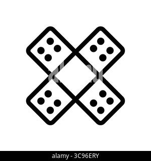 Four dice displayed in a unique cross-shaped arrangement create a striking visual for games and entertainment themes, perfect for various designs. Stock Vector