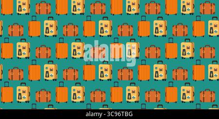 Colorful suitcase pattern with stickers Stock Vector