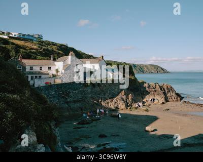 Gorran Haven harbour and beach in Cornwall England UK Stock Photo