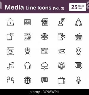 Media Line Icons (Vol. 1) Stock Vector