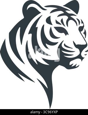 Minimalist logo of a stylized tiger head Stock Vector