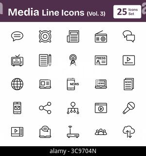 Media Line Icons (Vol. 3) Stock Vector