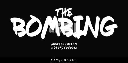 Graffiti street alphabet, freestyle brush font for skate logo, hip hop sign headline, dynamic hand drawing typographic design, modern urban marker Stock Vector