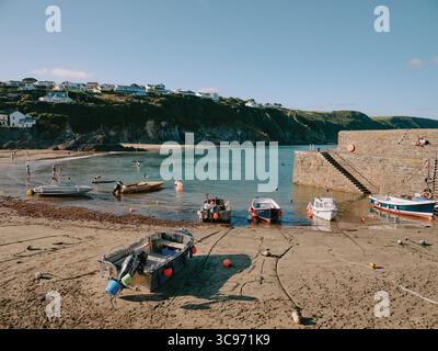 Gorran Haven harbour and beach in Cornwall England UK Stock Photo