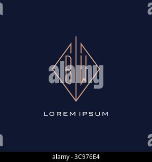 Monogram BW logo with diamond rhombus style luxury modern logo design vector graphic Stock Vector