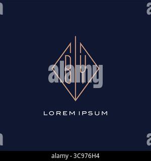 Monogram BY logo with diamond rhombus style luxury modern logo design vector graphic Stock Vector