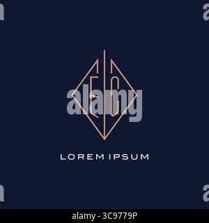 Monogram EC logo with diamond rhombus style luxury modern logo design vector graphic Stock Vector