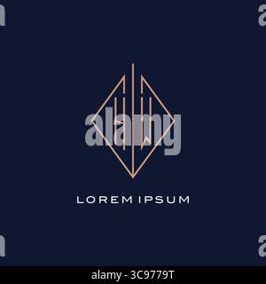 Monogram HW logo with diamond rhombus style luxury modern logo design vector graphic Stock Vector