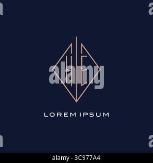 Monogram HE logo with diamond rhombus style luxury modern logo design vector graphic Stock Vector