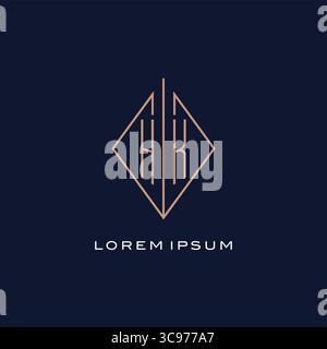 Monogram HK logo with diamond rhombus style luxury modern logo design vector graphic Stock Vector