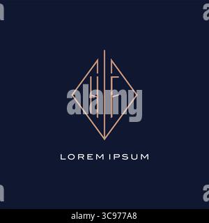 Monogram HF logo with diamond rhombus style luxury modern logo design vector graphic Stock Vector