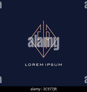 Monogram FR logo with diamond rhombus style luxury modern logo design vector graphic Stock Vector