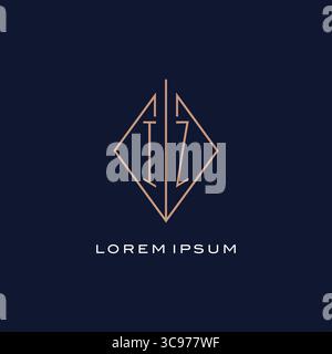 Monogram IZ logo with diamond rhombus style luxury modern logo design vector graphic Stock Vector