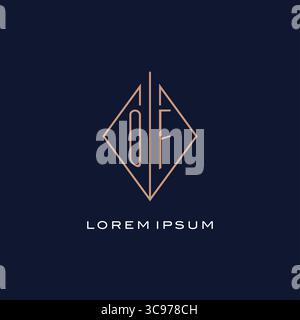 Monogram OF logo with diamond rhombus style luxury modern logo design vector graphic Stock Vector