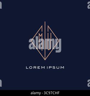 Monogram MU logo with diamond rhombus style luxury modern logo design vector graphic Stock Vector