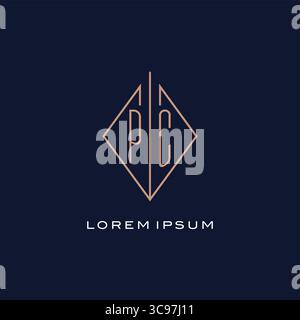 Monogram PC logo with diamond rhombus style luxury modern logo design vector graphic Stock Vector