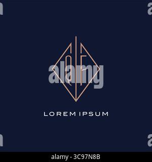 Monogram QF logo with diamond rhombus style luxury modern logo design vector graphic Stock Vector