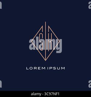 Monogram SK logo with diamond rhombus style luxury modern logo design vector graphic Stock Vector