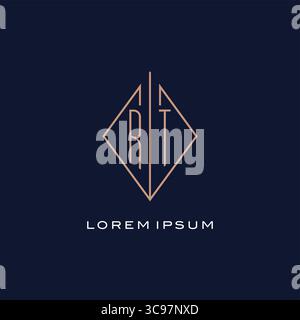 Monogram RT logo with diamond rhombus style luxury modern logo design vector graphic Stock Vector