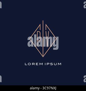 Monogram PV logo with diamond rhombus style luxury modern logo design vector graphic Stock Vector