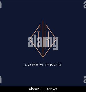 Monogram TK logo with diamond rhombus style luxury modern logo design vector graphic Stock Vector