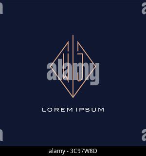 Monogram WJ logo with diamond rhombus style luxury modern logo design vector graphic Stock Vector