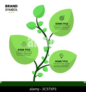 Infographic template with icons and 3 options or steps. Abstract plant. Can be used for workflow layout, diagram, banner, webdesign. Vector illustrati Stock Vector