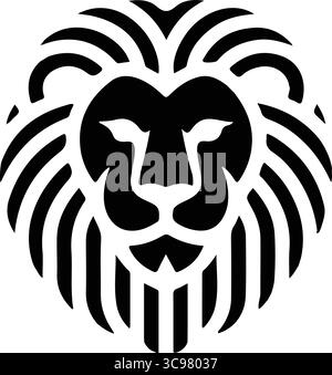 Minimalist logo of a stylized golden lion head Stock Vector