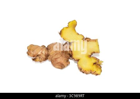 Fresh Ginger ( Zingiber officinale ) isolated on white background Stock Photo