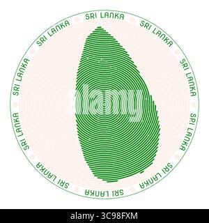 Sri Lanka shape radial arcs. Country round icon. Sri Lanka logo design poster. Creative vector illustration. Stock Vector