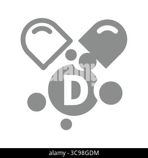 Vitamin d vector icon. Capsule micronutrient or nutrient supplement symbol. Stock Vector
