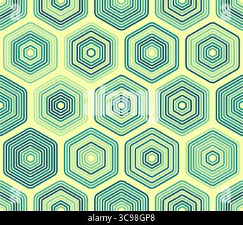 Honeycomb mosaic hexagons background. Rounded stacked hexagons mosaic pattern. Large hexagons. Multiple tones color palette. Seamless pattern. Stock Vector