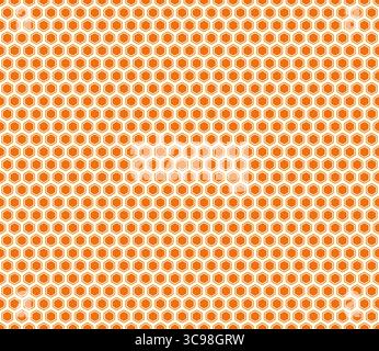 Abstract mosaic background. Carrot color on matching background. Bold rounded hexagons mosaic cells with padding and inner solid cells. Stock Vector