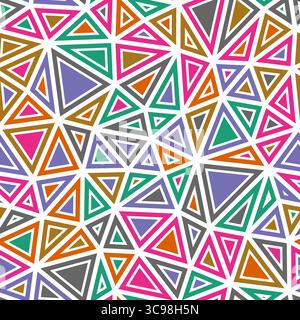 Vector science background. Medium triangle size. Solid shapes in frames. Multicolored style. Repeatable pattern. Trending vector tiles. Stock Vector