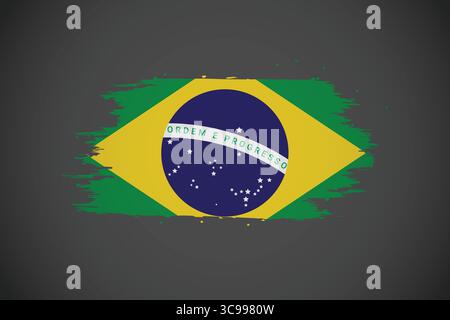 Brazil Flag with Artistic Brushstroke Effect. Stock Vector