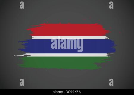 Gambia Flag with Artistic Brushstroke Effect. Stock Vector