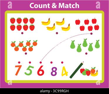 Count and Match Activity Stock Vector